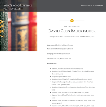 Lifetime Achievement David Bardertscher