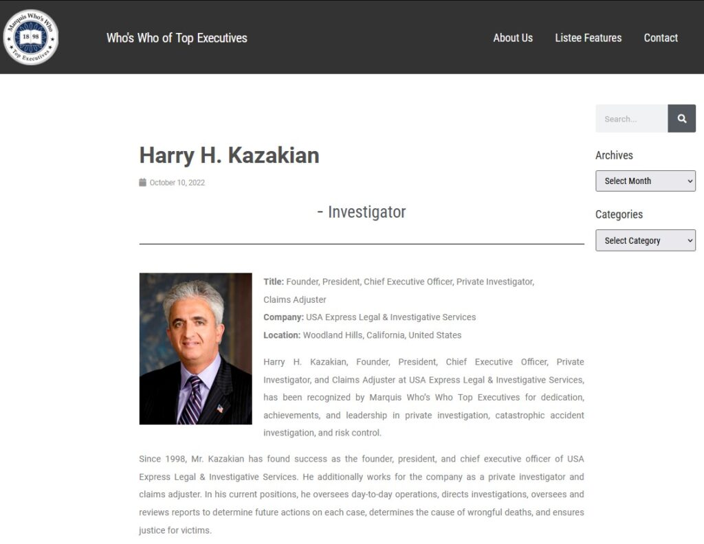 Harry Kazakian Top Professionals