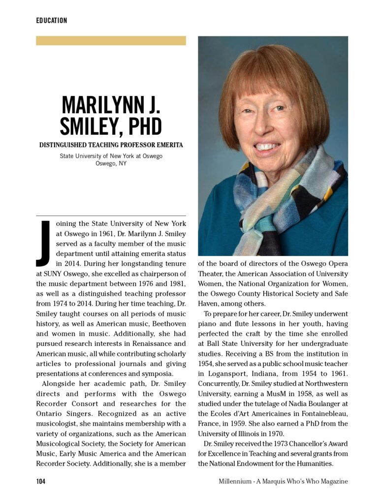 Marilynn Smiley Millennium Magazine 12th Edition Feature