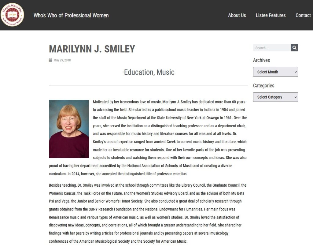 Marilynn Smiley Professional Women