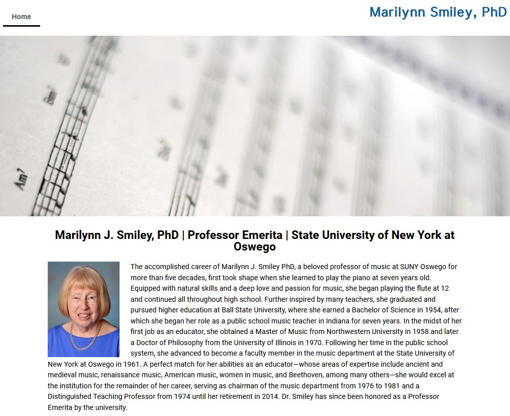 Marilynn Smiley Website Screenshot
