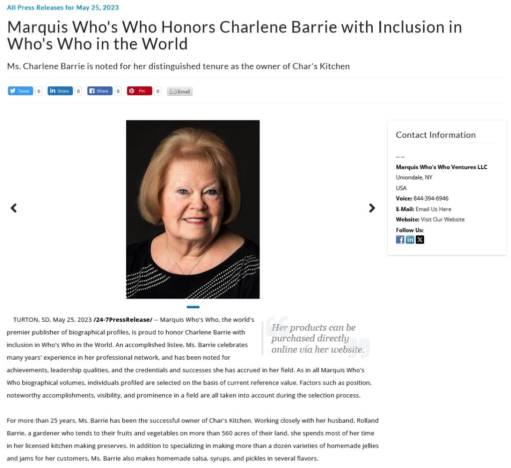 Charlene Barrie WWITW PR Screenshot