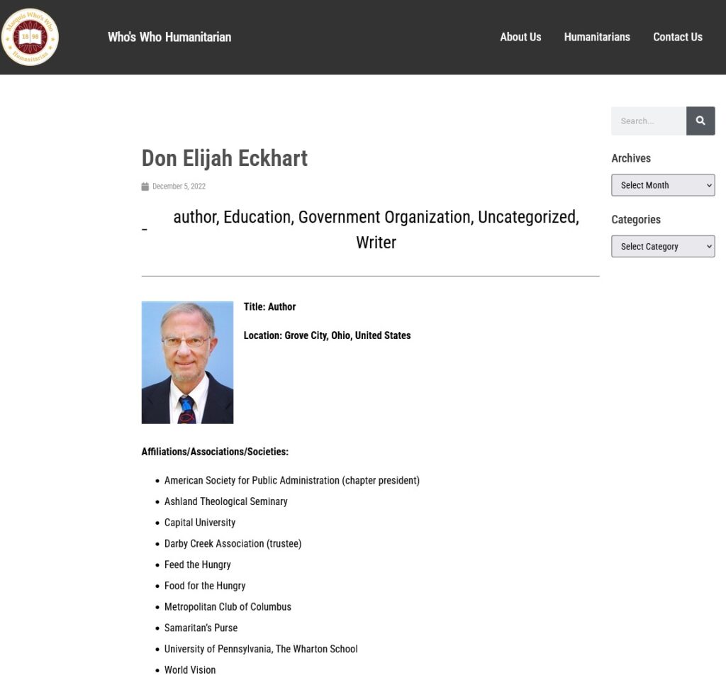 Don Eckhart Humanitarian Screenshot