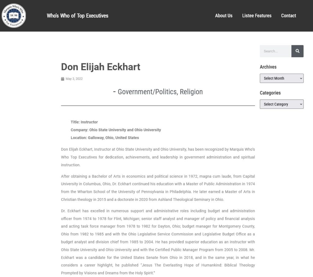 Don Eckhart Top Professionals Screenshot