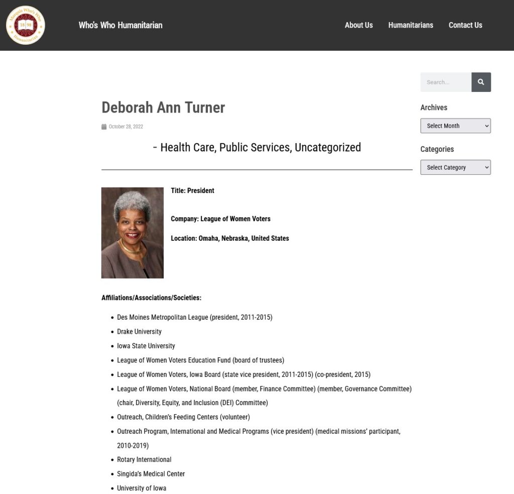 Deborah Turner Humanitarian Screenshot