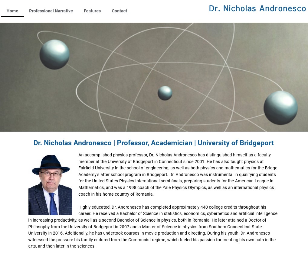 Nicholas Andronesco Website Screenshot
