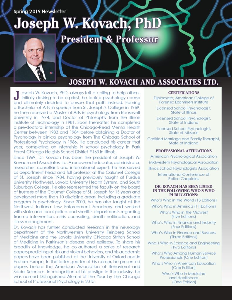 Joseph Kovach Newsletter 2019