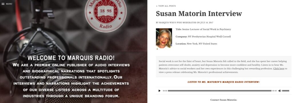 Susan Matorin Radio Screenshot