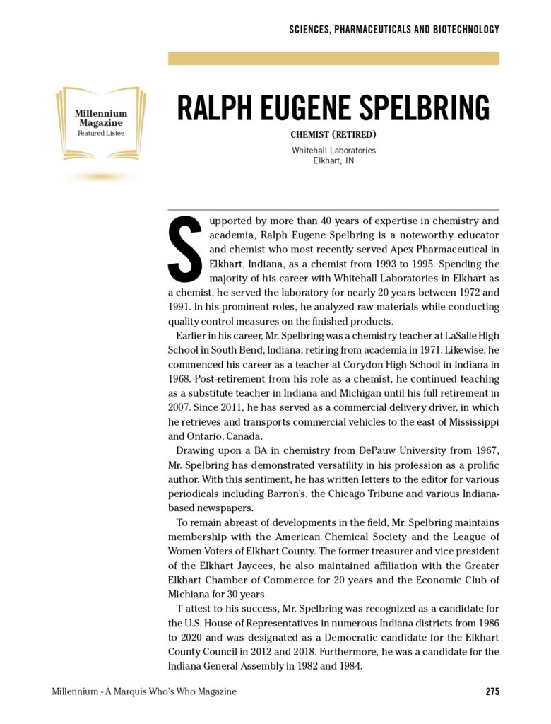 Ralph Spelbring MM 8th Ed Feature