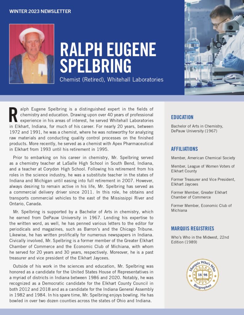 Ralph Spelbring Winter 2023 Newsletter