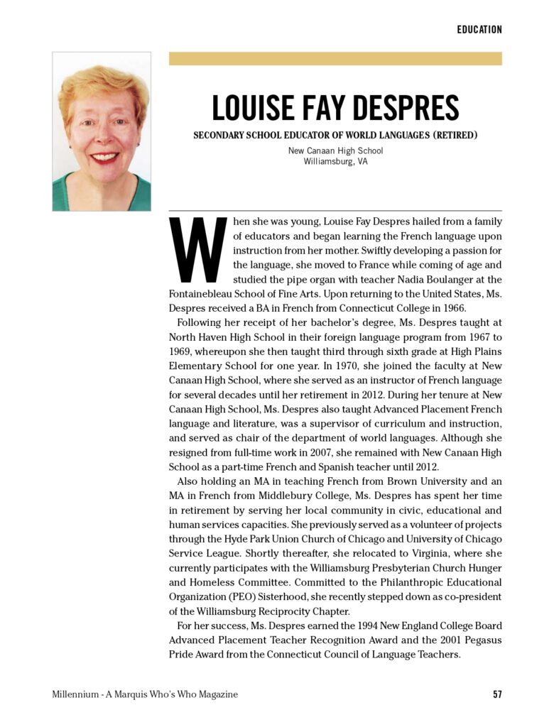 Louise Despres MM 11th Ed Feature