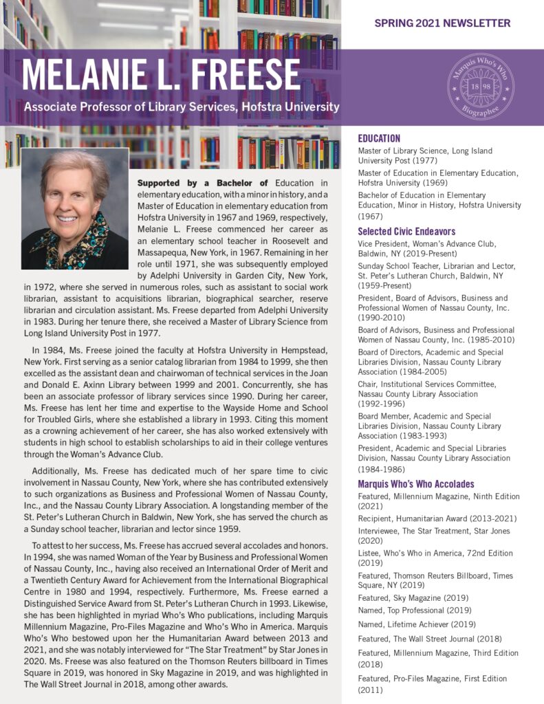 Melanie Freese Newsletter 2021