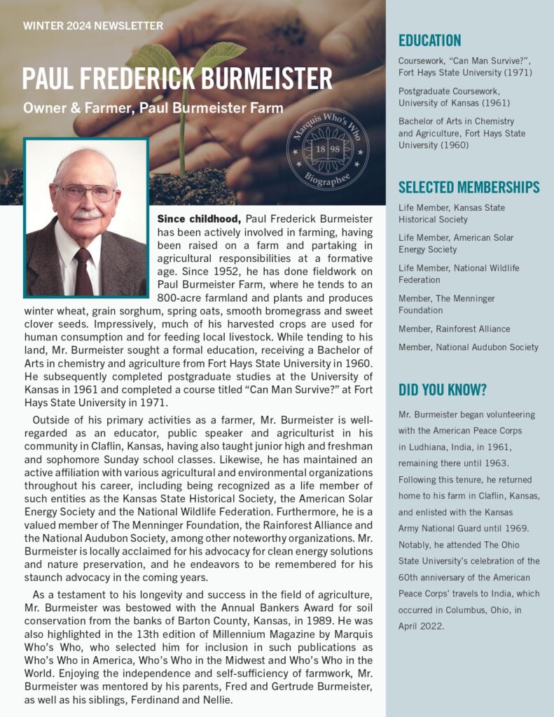 Paul Burmeister Newsletter Winter 2024