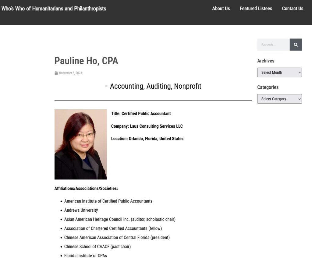 Pauline Ho Humanitarian Screenshot