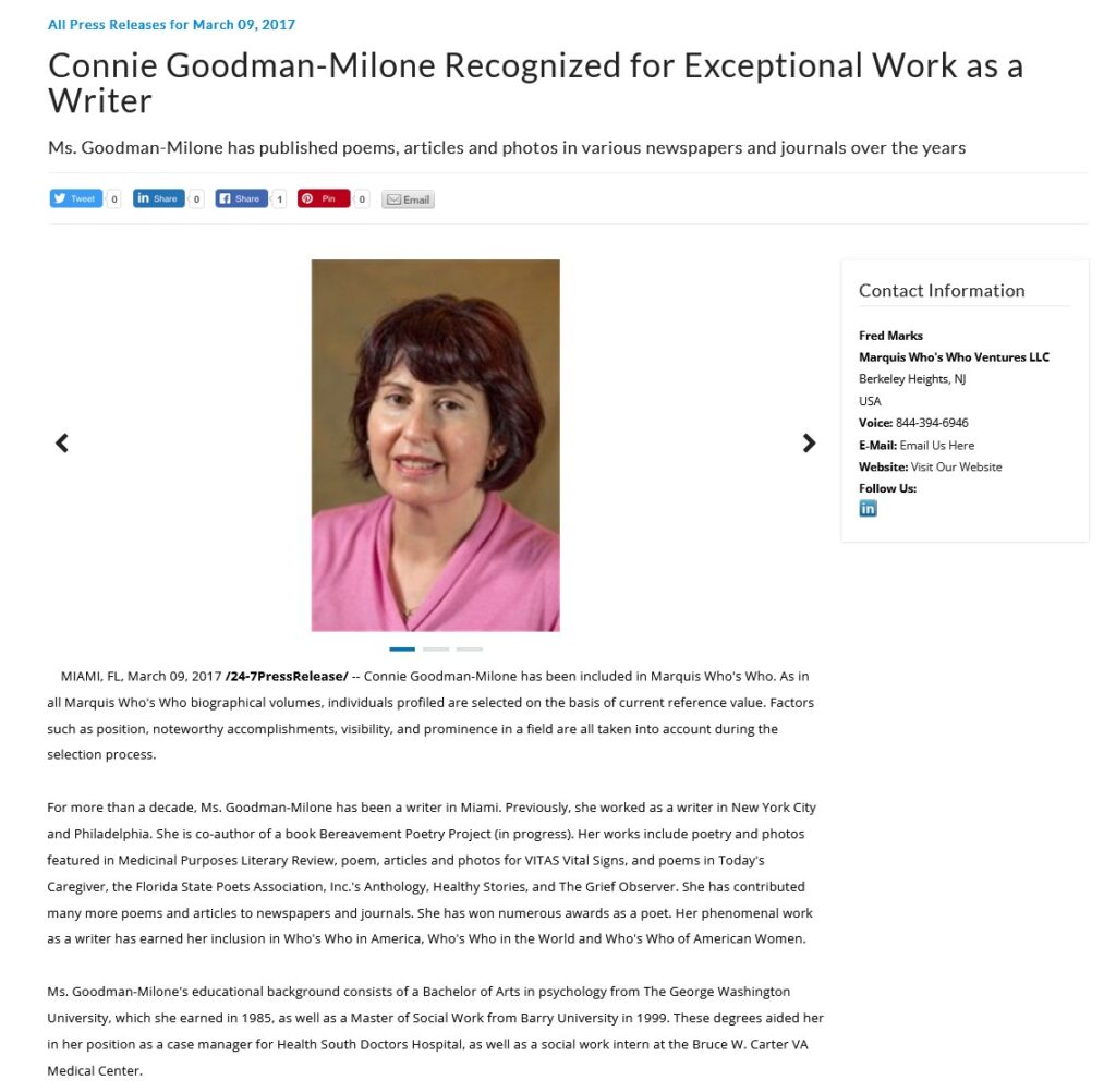 Connie Goodman-Milone LEG PR Screenshot