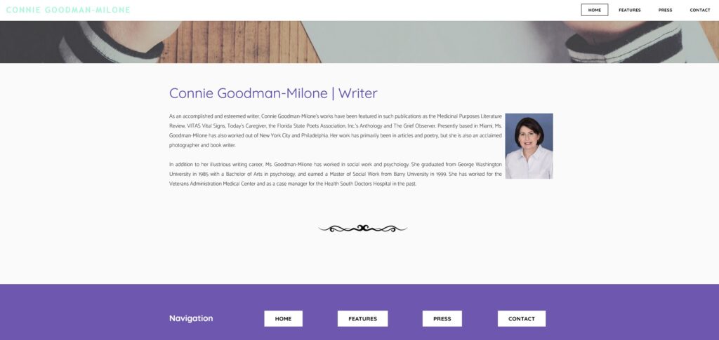 Connie Goodman-Milone Website Screenshot