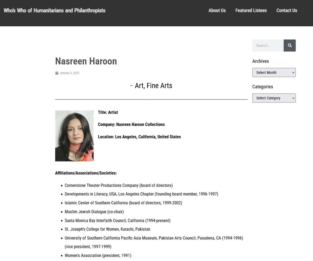 Nasreen Haroon Humanitarian Screenshot