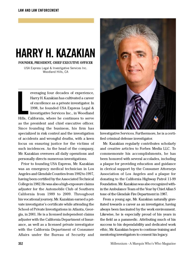 Harry Kazakian Millennium Magazine