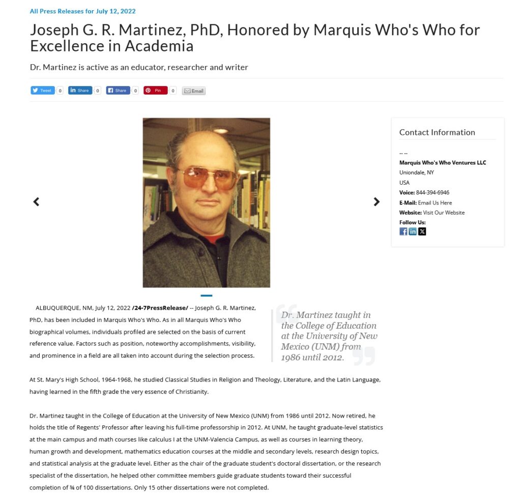 Joseph Martinez Press Release