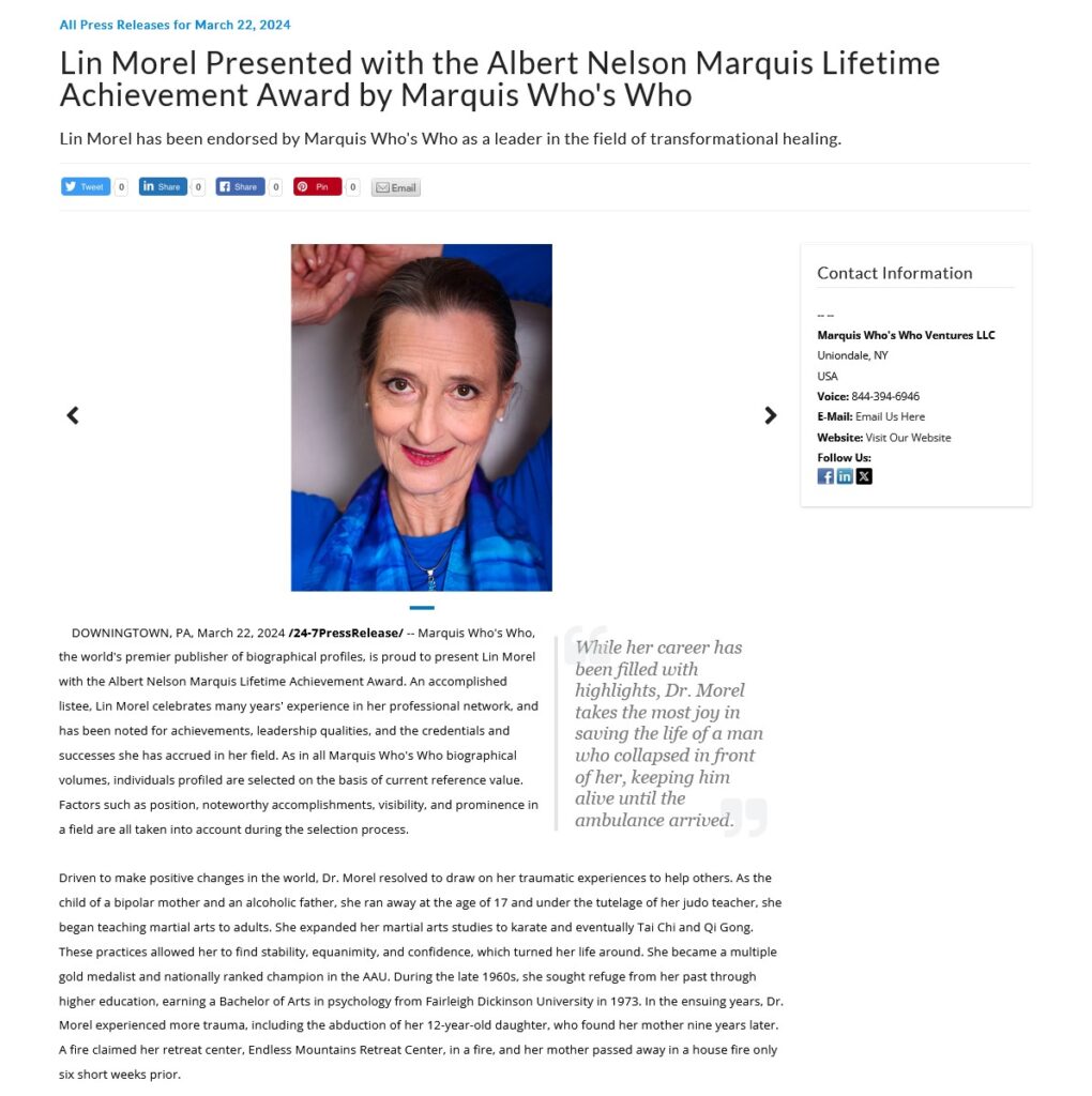 Lin Morel Lifetime Achievement Award