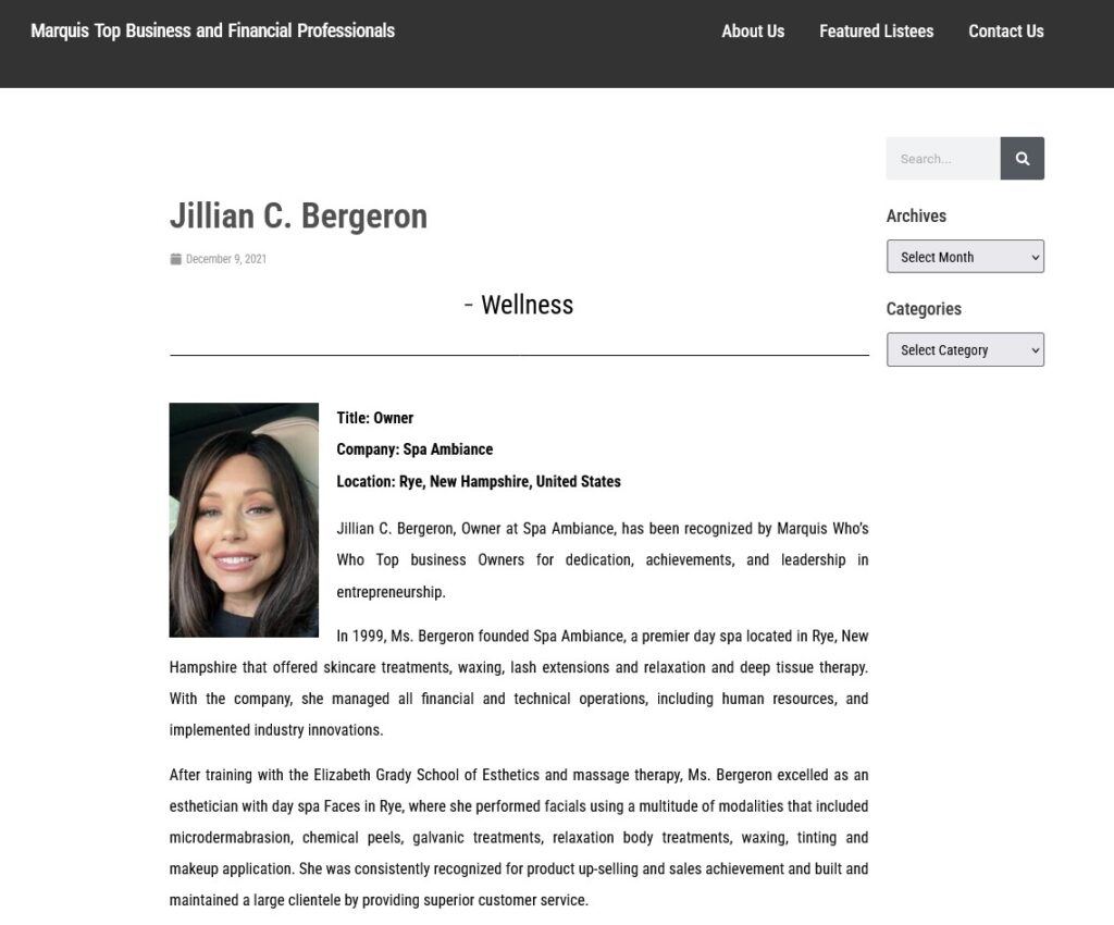 Jillian Bergeron Top Professionals