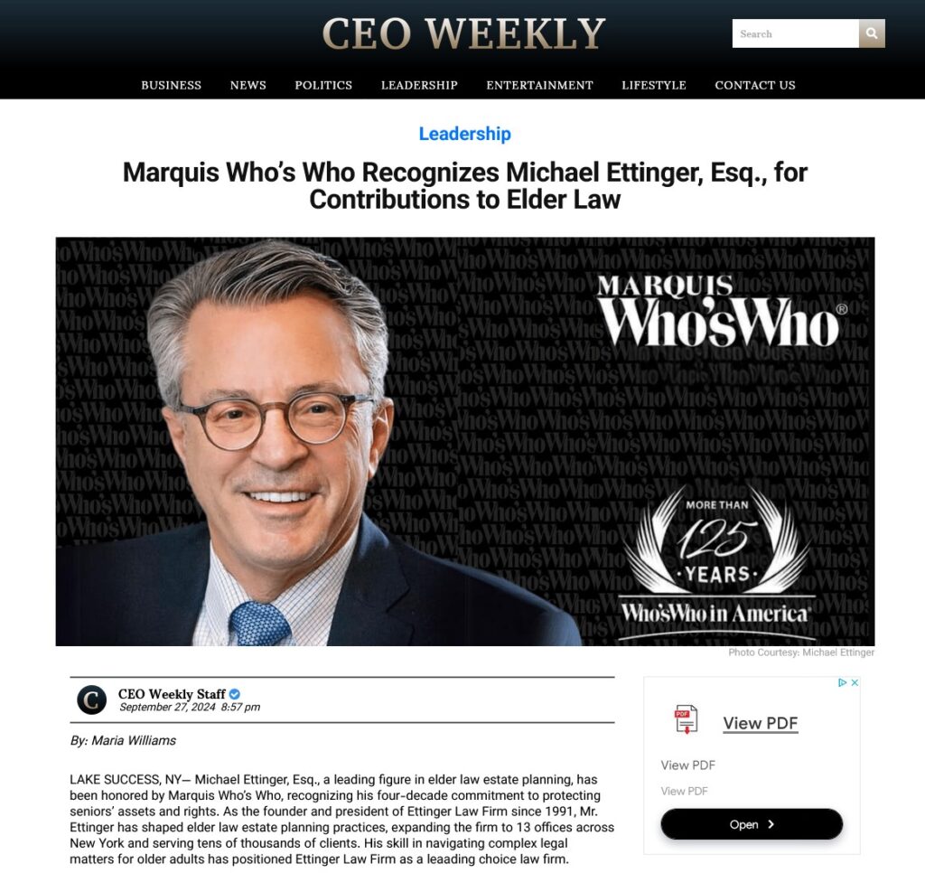 Michael Ettinger CEO Weekly Article