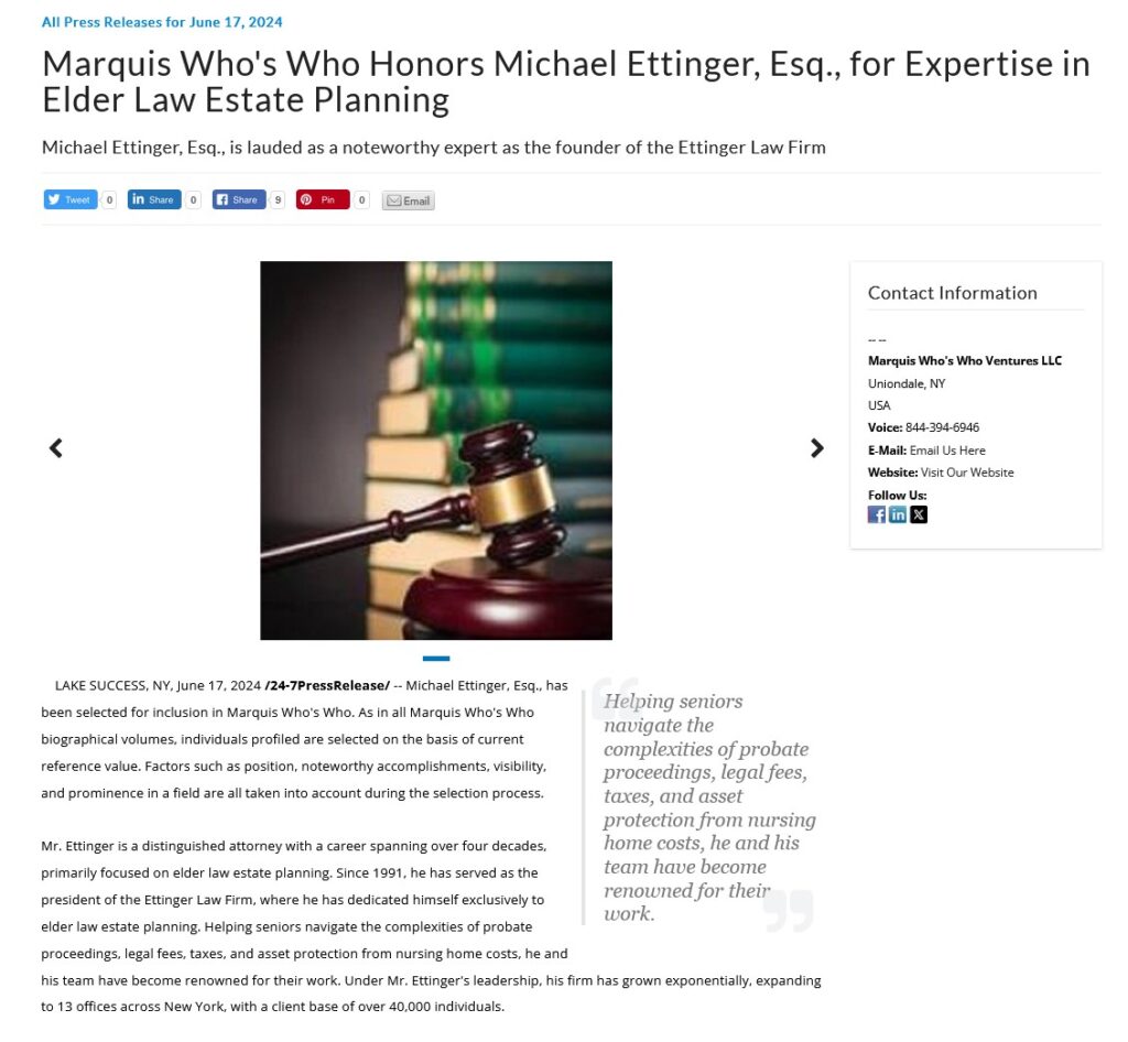 Michael Ettinger Press Release