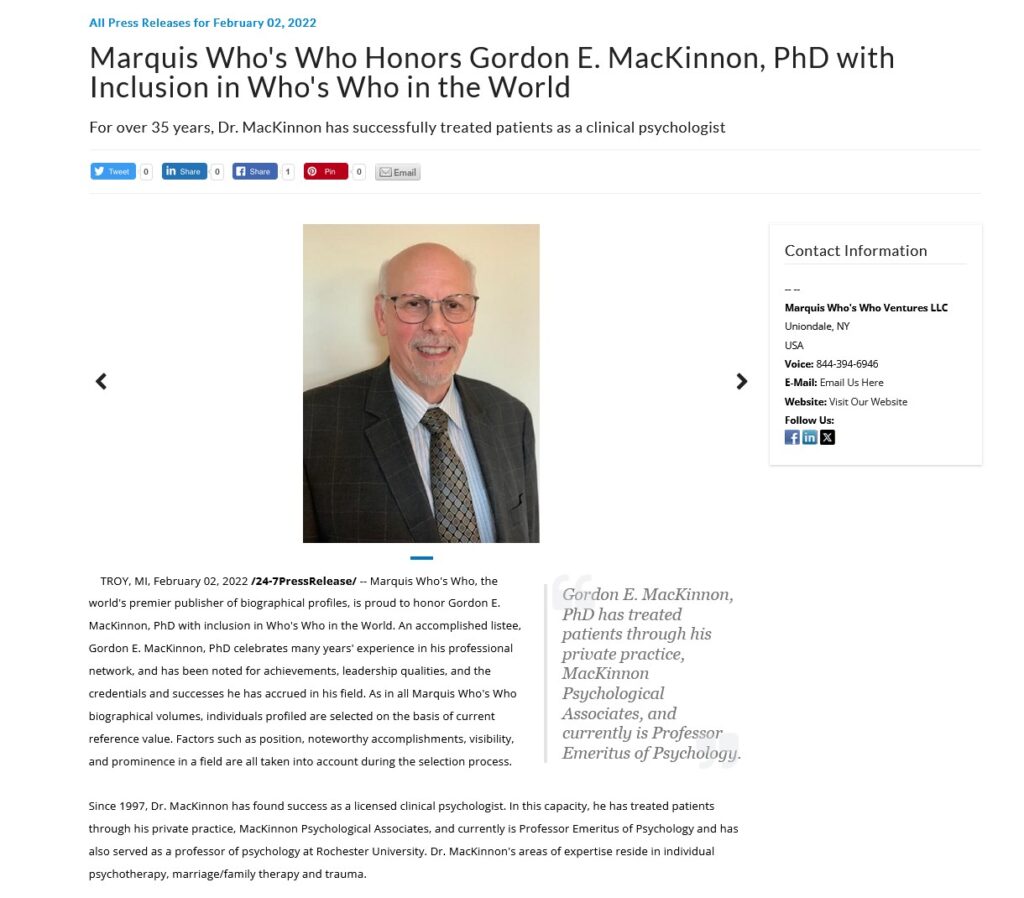 Gordon MacKinnon Who's Who in the World