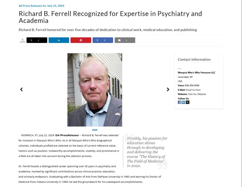 Richard Ferrell Press Release