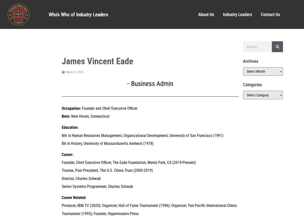 James Eade Industry Leaders