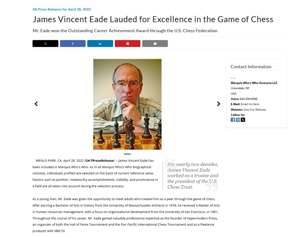 James Eade Legacy Press Release