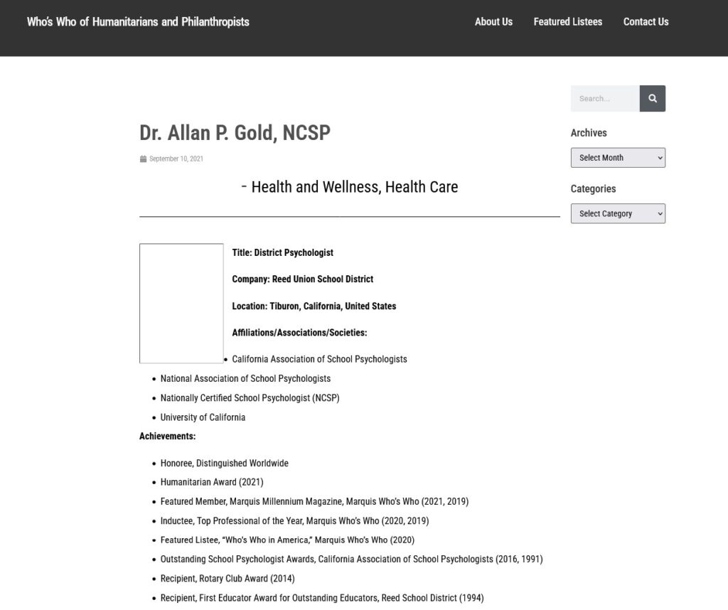 Allan Gold Humanitarian