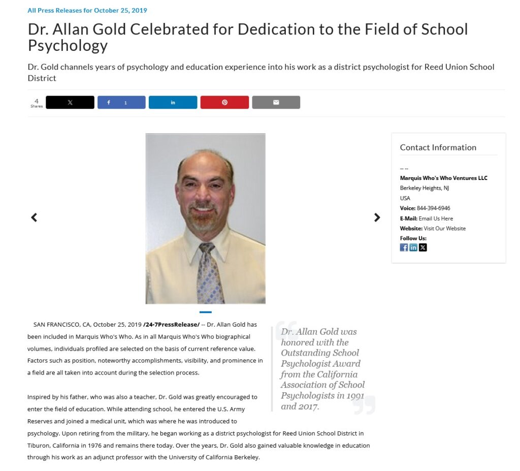 Allan Gold Legacy Press Release