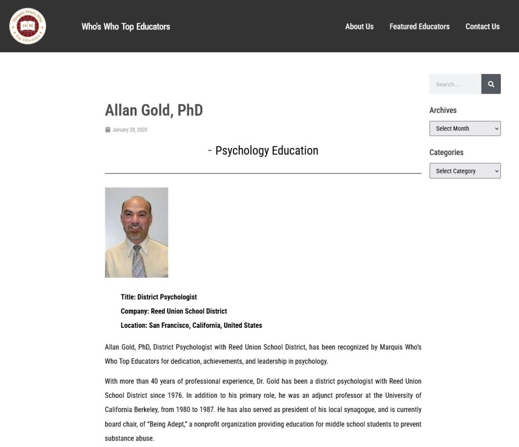 Allan Gold Top Educators