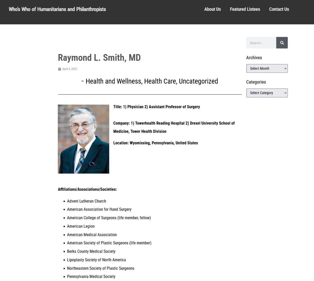 Raymond Smith Humanitarian