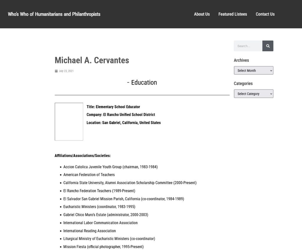 Michael Cervantes Humanitarian