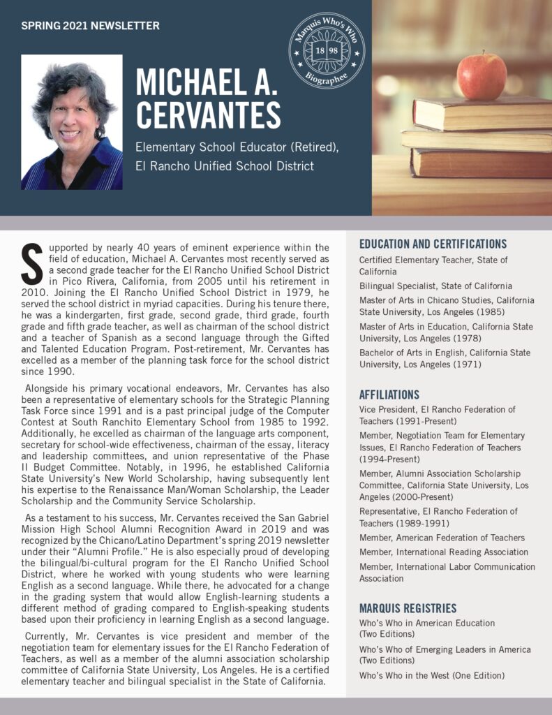 Michael Cervantes Newsletter