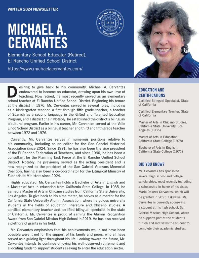 Michael Cervantes Newsletter