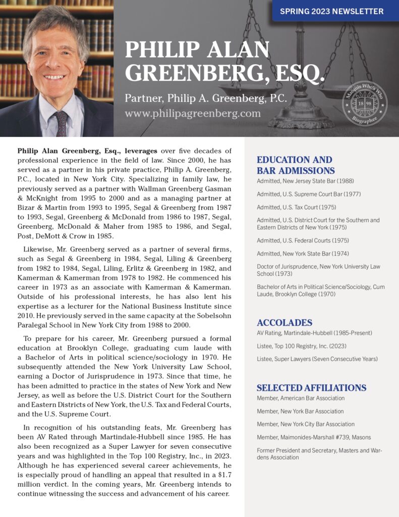 Philip Greenberg Newsletter