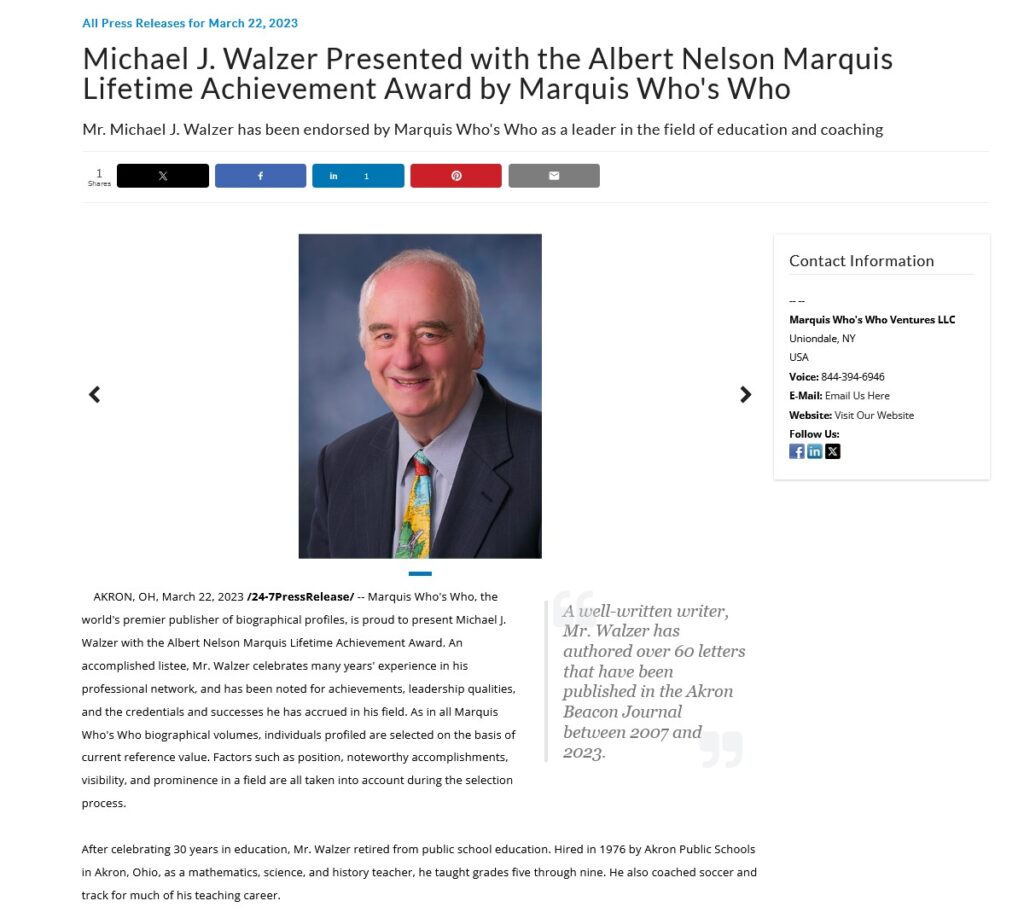 Michael Walzer Lifetime Achievement