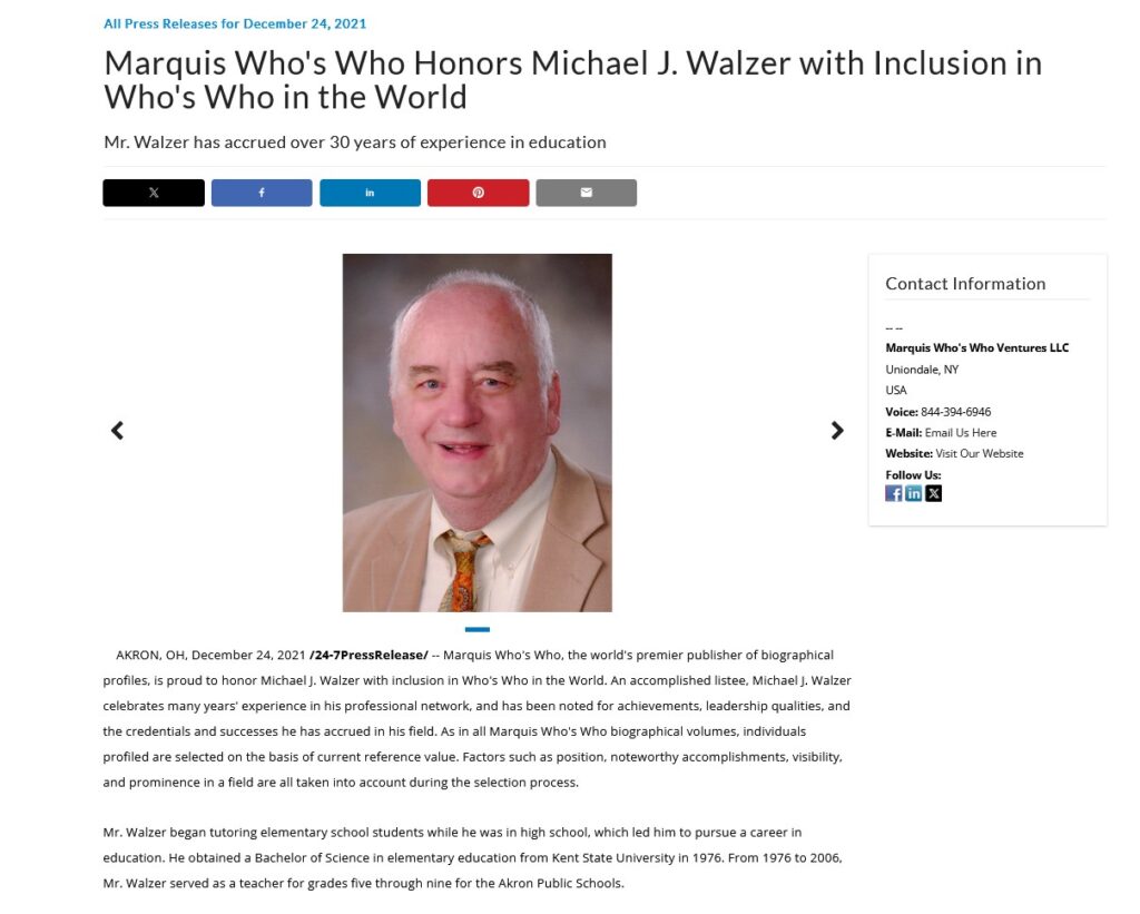 Michael Walzer Who's Who in the World