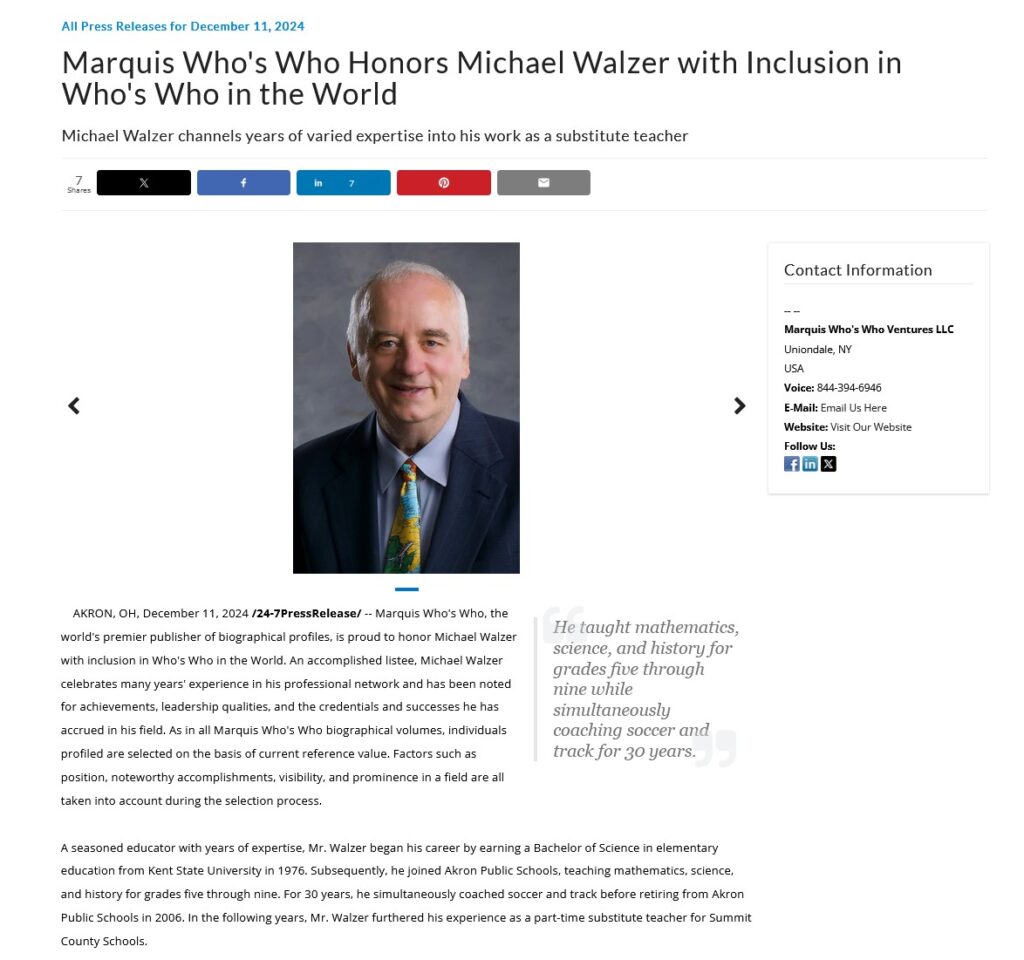 Michael Walzer Who's Who in the World