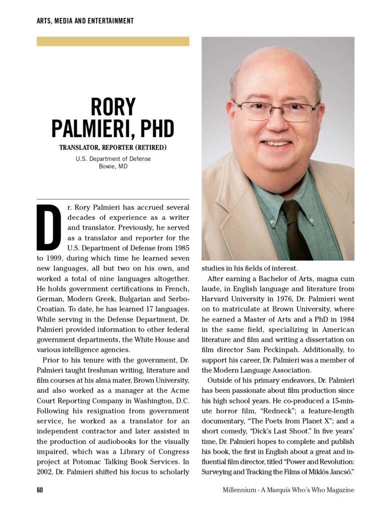 Rory Palmieri Millennium Magazine