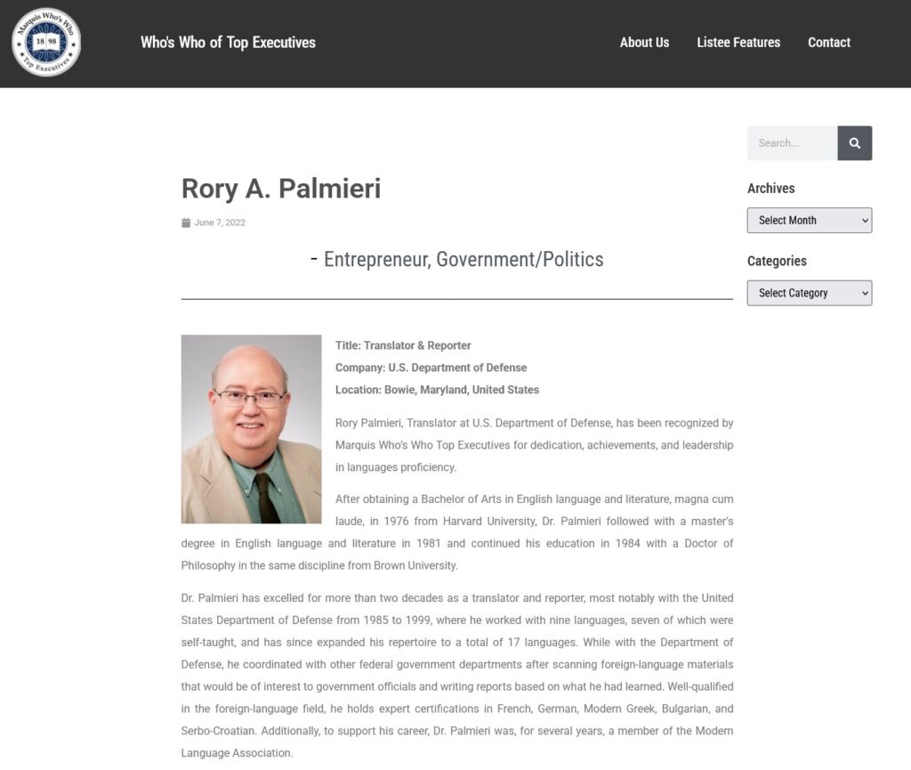 Rory Palmieri Top Executives