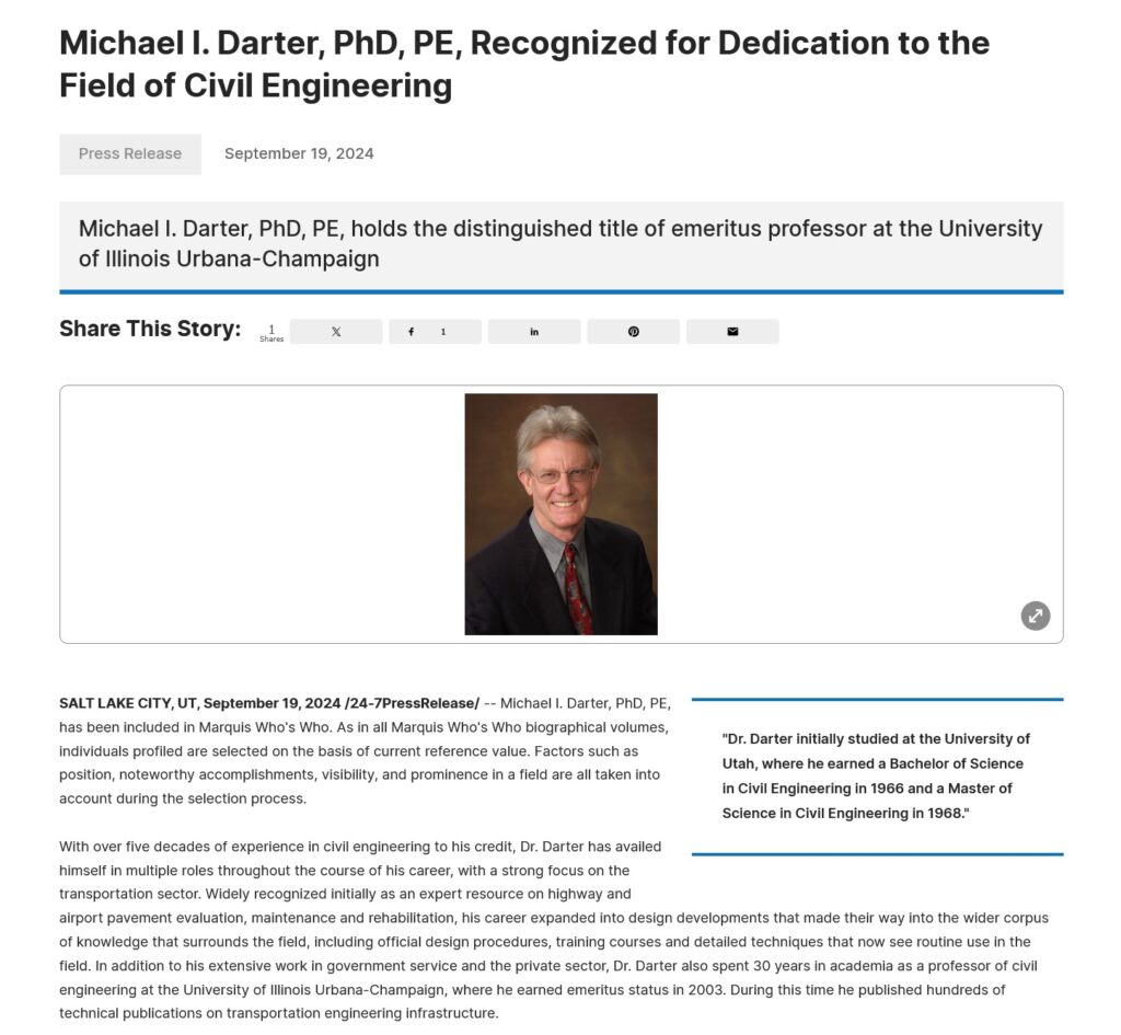 Michael Darter Press Release