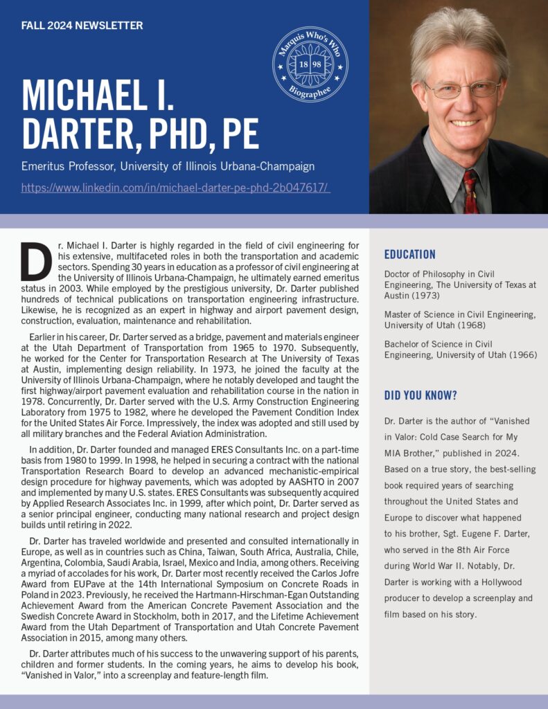 Michael Darter Newsletter