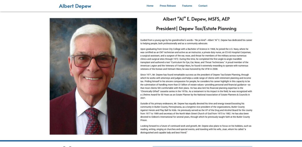 Albert Depew Website