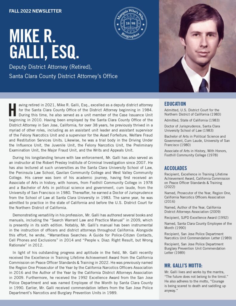 Mike Galli Newsletter