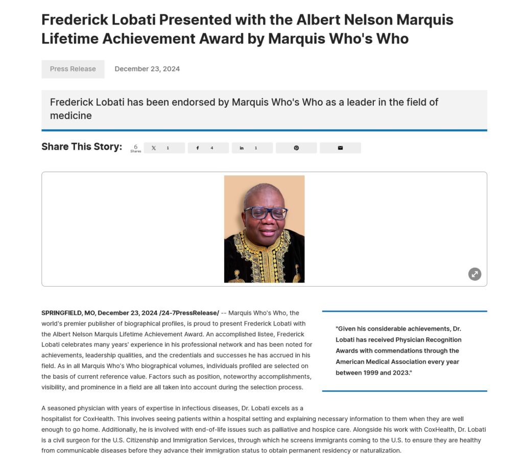 Frederick Lobati Lifetime Achievement