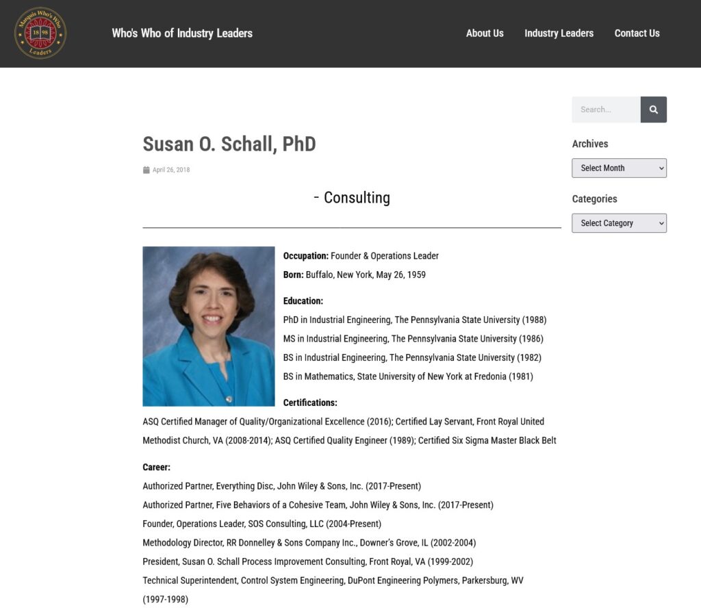 Susan Schall Industry Leaders